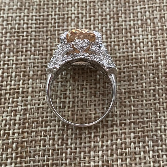 Brand New 925 Sterling Silver ESPO Champagne & White C Z Ring Size 7
